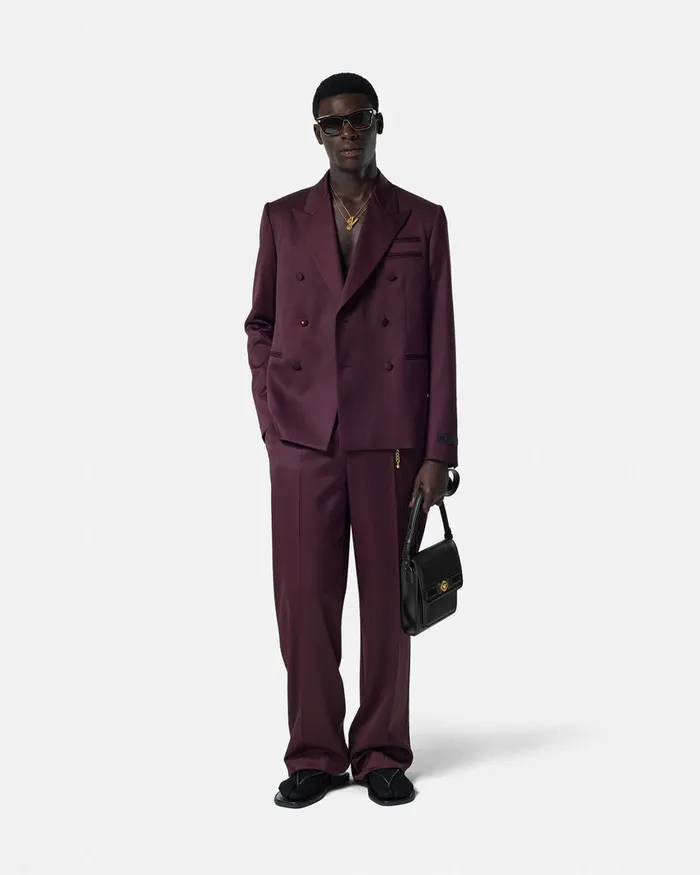 Pants and Shorts Men Versace Formal Wool Pants Brown