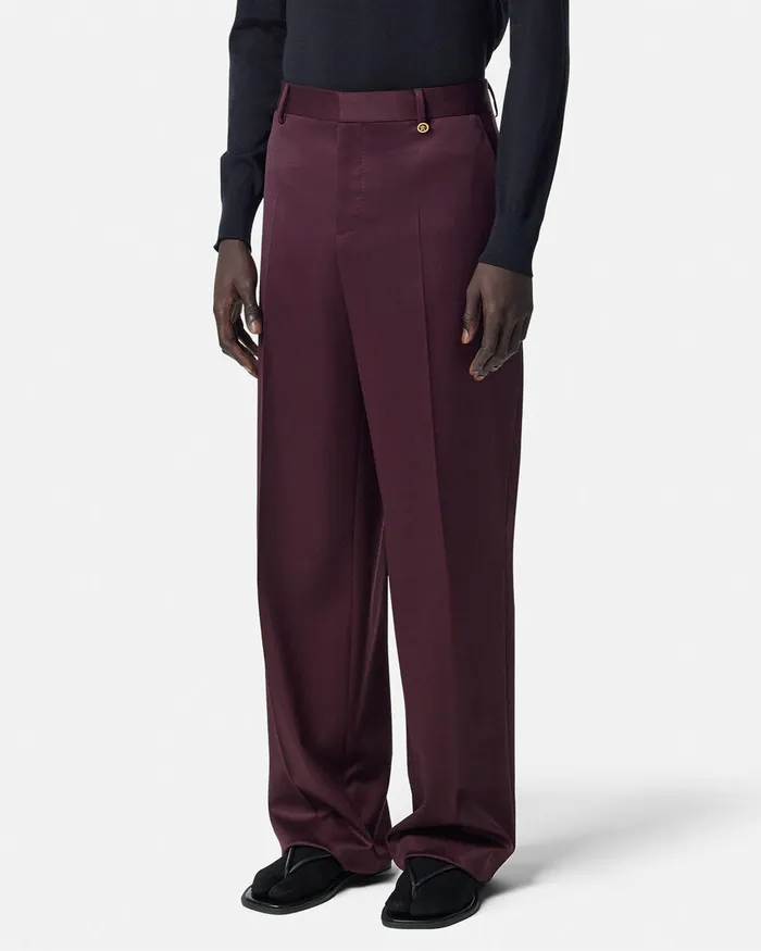 Pants and Shorts Men Versace Formal Wool Pants Brown