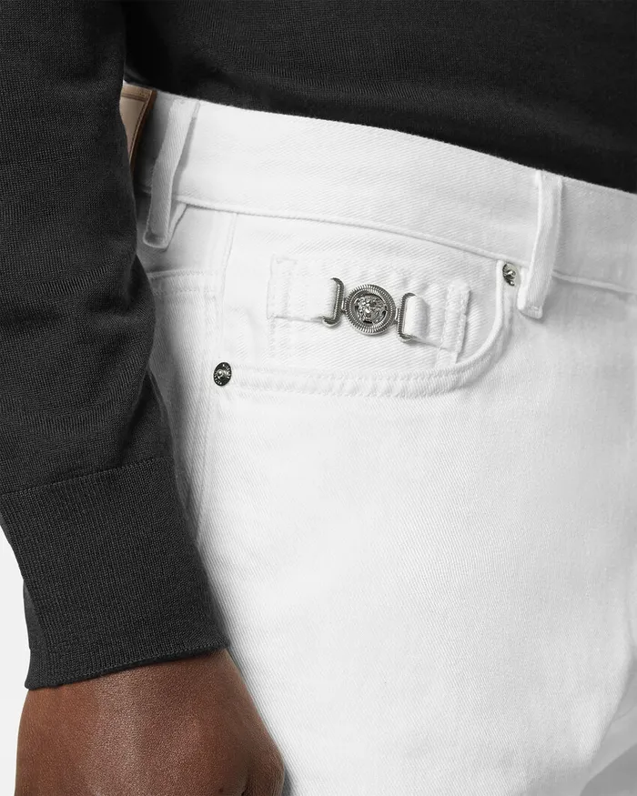 Pants and Shorts Men Versace RegularFit Jeans White