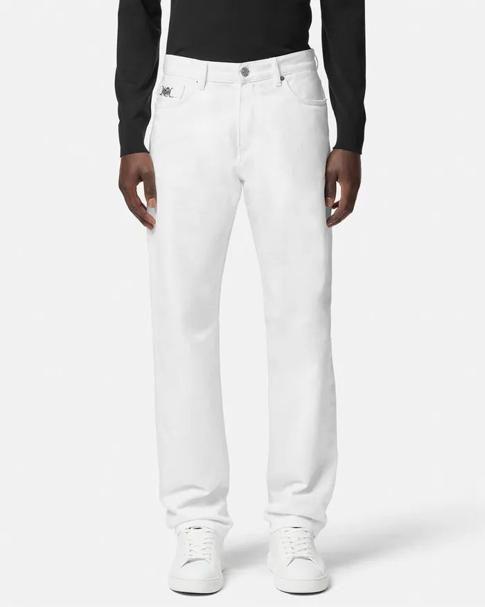 Pants and Shorts Men Versace RegularFit Jeans White