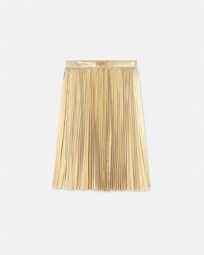 Pants and Skirts Kids Versace Medusa 03995 Metallic Pleated Skirt Gold