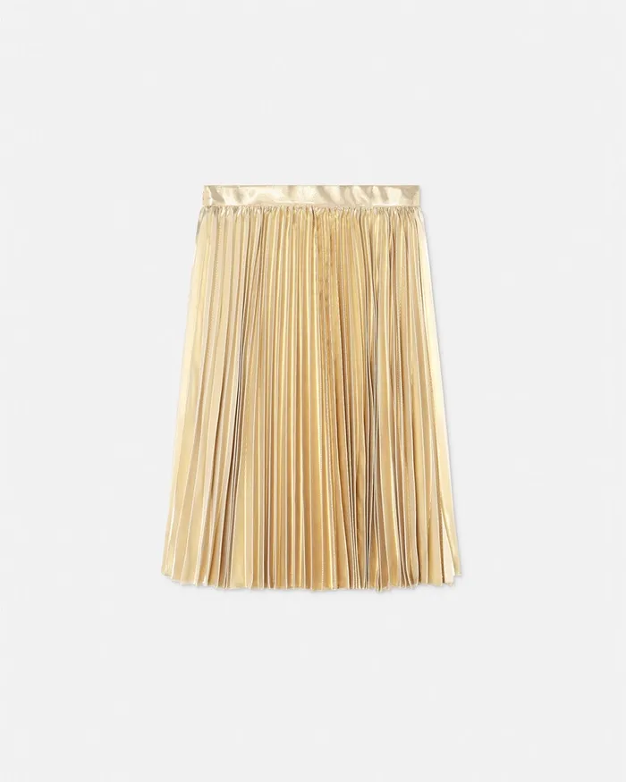 Pants and Skirts Kids Versace Medusa 03995 Metallic Pleated Skirt Gold