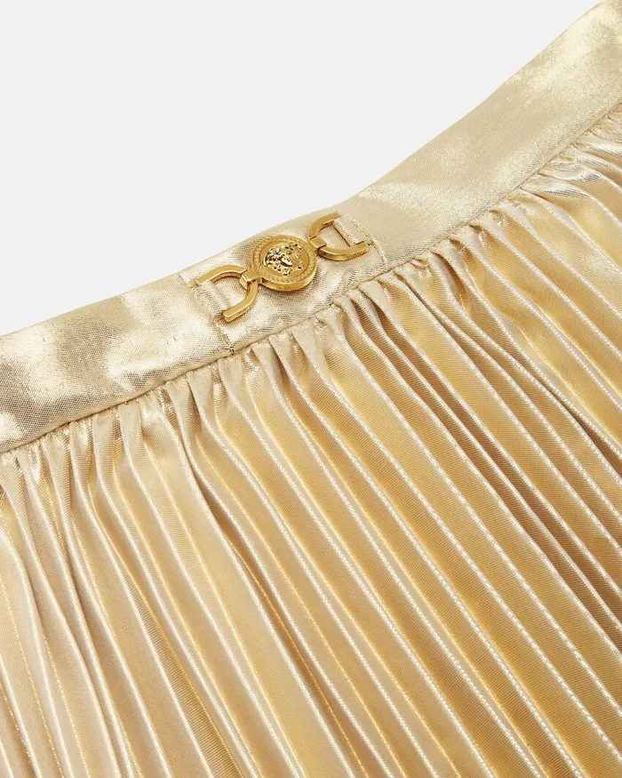 Pants and Skirts Kids Versace Medusa 03995 Metallic Pleated Skirt Gold