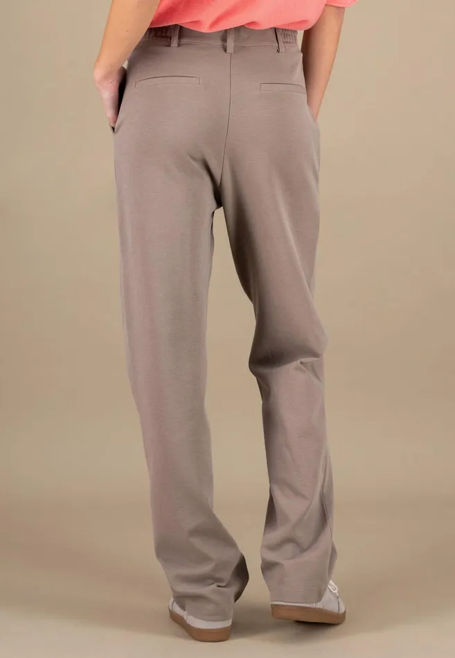 Pants Women FYNCHHATTON Fabric Trousers With Loose Cut Summer Taupeblack