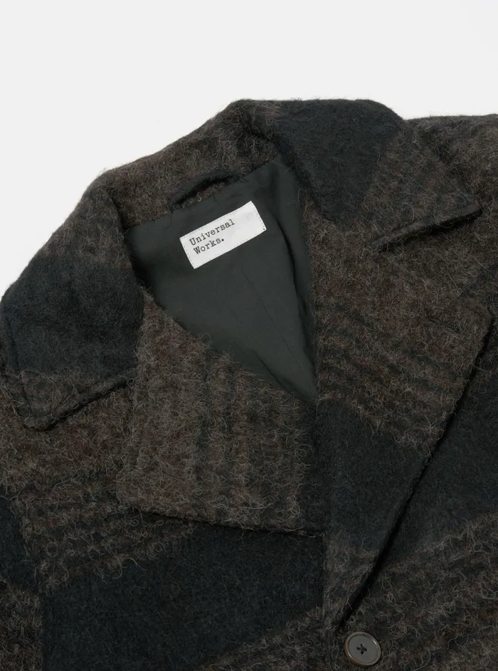 Peacoat In BrownBlack Alpaca Recycled Mix Men Universal Works Coats and Outerwear