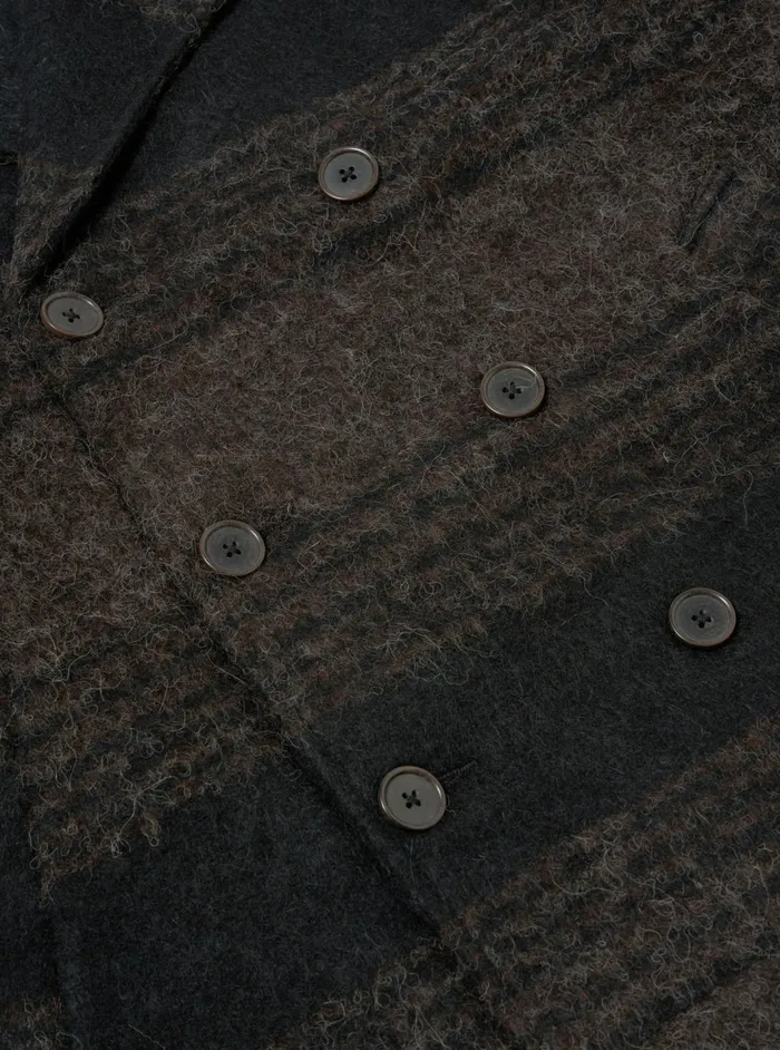 Peacoat In BrownBlack Alpaca Recycled Mix Men Universal Works Coats and Outerwear