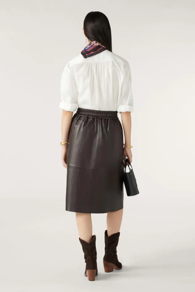 PheebeLeather Midi Skirt Clothing Baandsh Skirts and Shorts