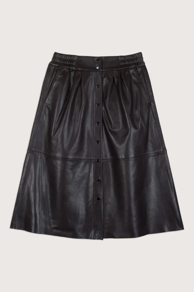 PheebeLeather Midi Skirt Clothing Baandsh Skirts and Shorts