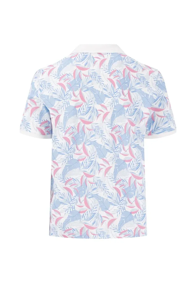 Polo Shirt Men FYNCHHATTON Polo Shirt Made Of Cotton With Botanical All overprint Navywhite