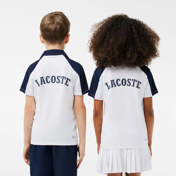 Polos Kids Lacoste Kids039 Miami Open Edition Tennis Polo White Navy Blue 522