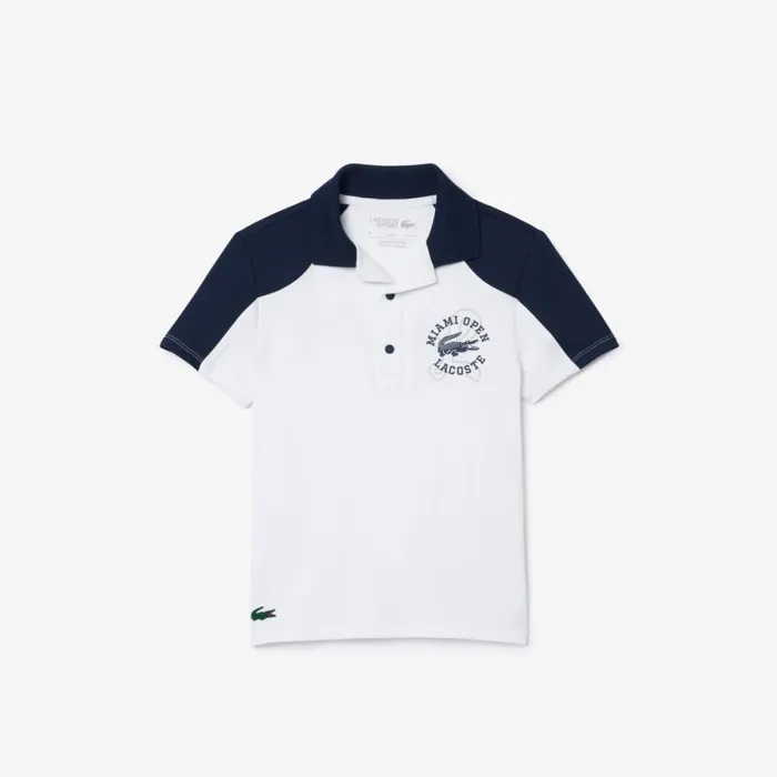Polos Kids Lacoste Kids039 Miami Open Edition Tennis Polo White Navy Blue 522
