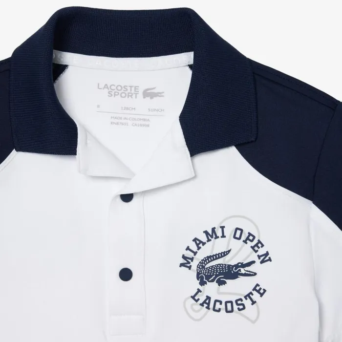 Polos Kids Lacoste Kids039 Miami Open Edition Tennis Polo White Navy Blue 522