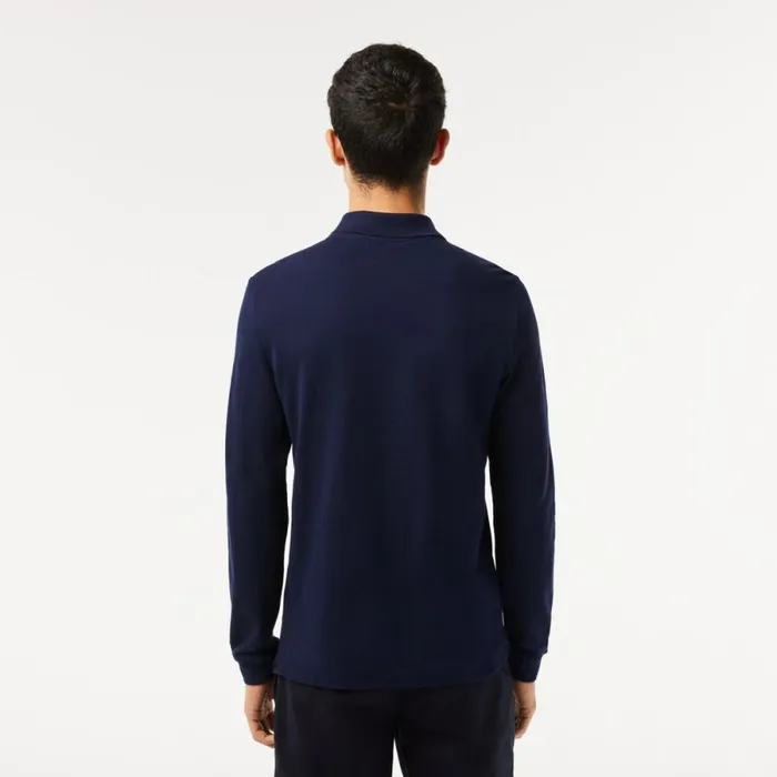 Polos Men Lacoste Men039s Slim Fit Long Sleeve Polo Navy Blue 166