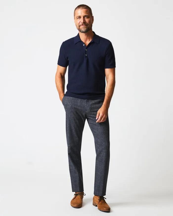 Polos Tees and Henleys Men Billy Reid American Pique Sweater Polo Navy