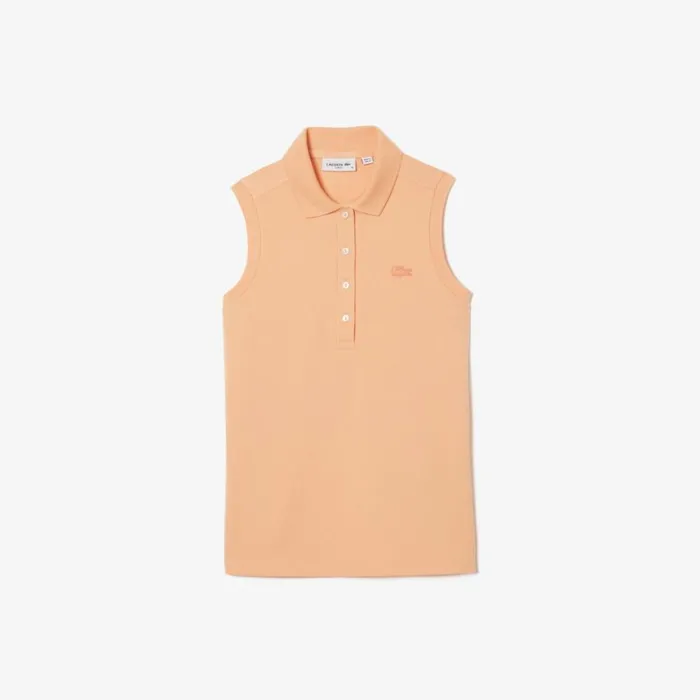 Polos Women Lacoste Women039s L12D Slim Fit Sleeveless Polo Light Orange Ixy