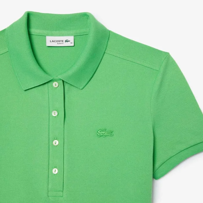 Polos Women Lacoste Women039s L12D Slim Fit Stretch Mini Piqu Polo Sorrel Green Ixu