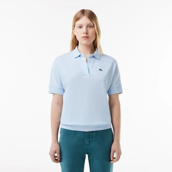 Polos Women Lacoste Women039s Loose Fit Flowy Piqu Polo Phoenix Blue J2g