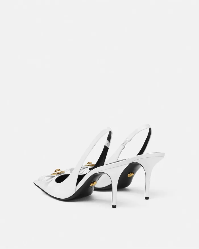 Pumps and Slingbacks Women Versace Gianni Ribbon Slingback Pumps 85 Mm White