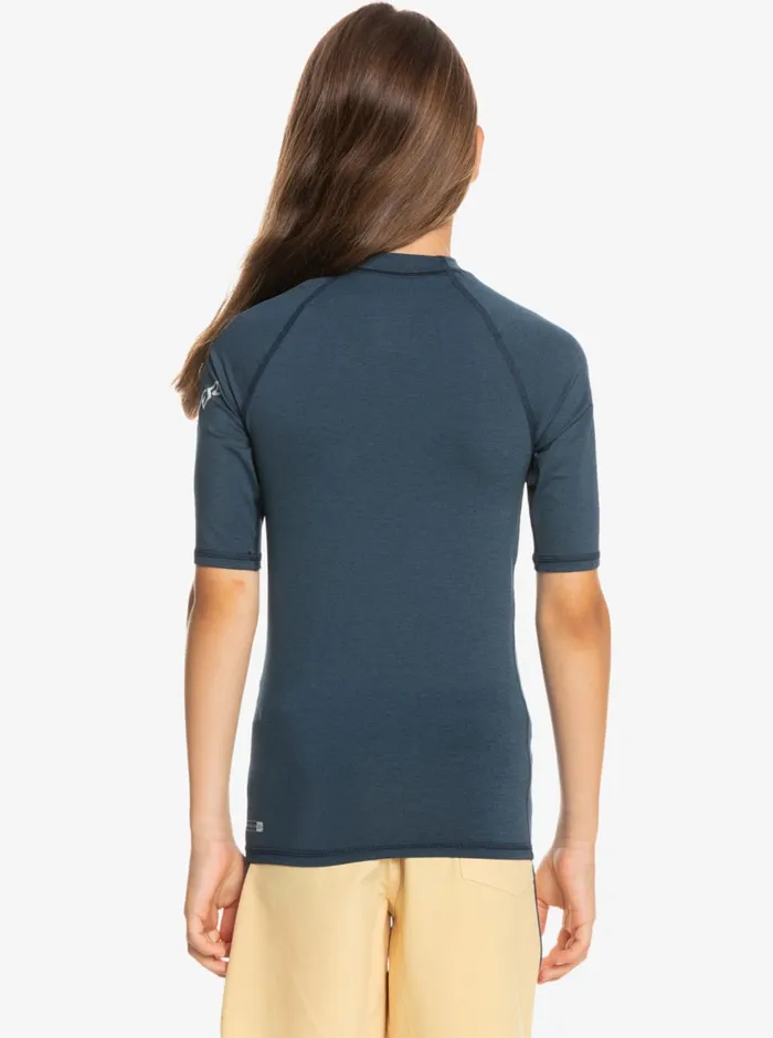 Quiksilver 816 All Time Ss Youth SSL Surf Tee Navy Blazer Heather Boys Rashguards Quiksilver 816 All Time Ss Youth SSL Surf Tee Navy Blazer Heather Boys Rashguards