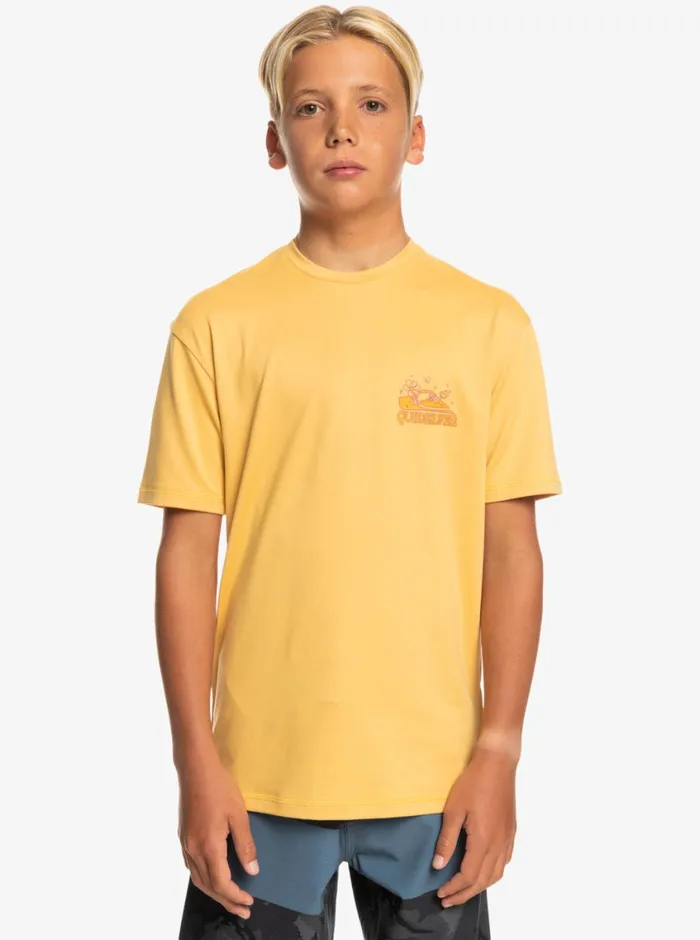 Quiksilver 816 Mix Session UPF 50 Short Sleeve Surf Tee Wheat Boys Rashguards
