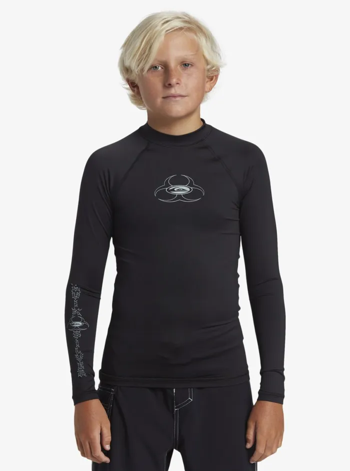 Quiksilver 816 Saturn UPF50 Long Sleeve Surf Tee Black Boys Rashguards Quiksilver 816 Saturn UPF50 Long Sleeve Surf Tee Black Boys Rashguards