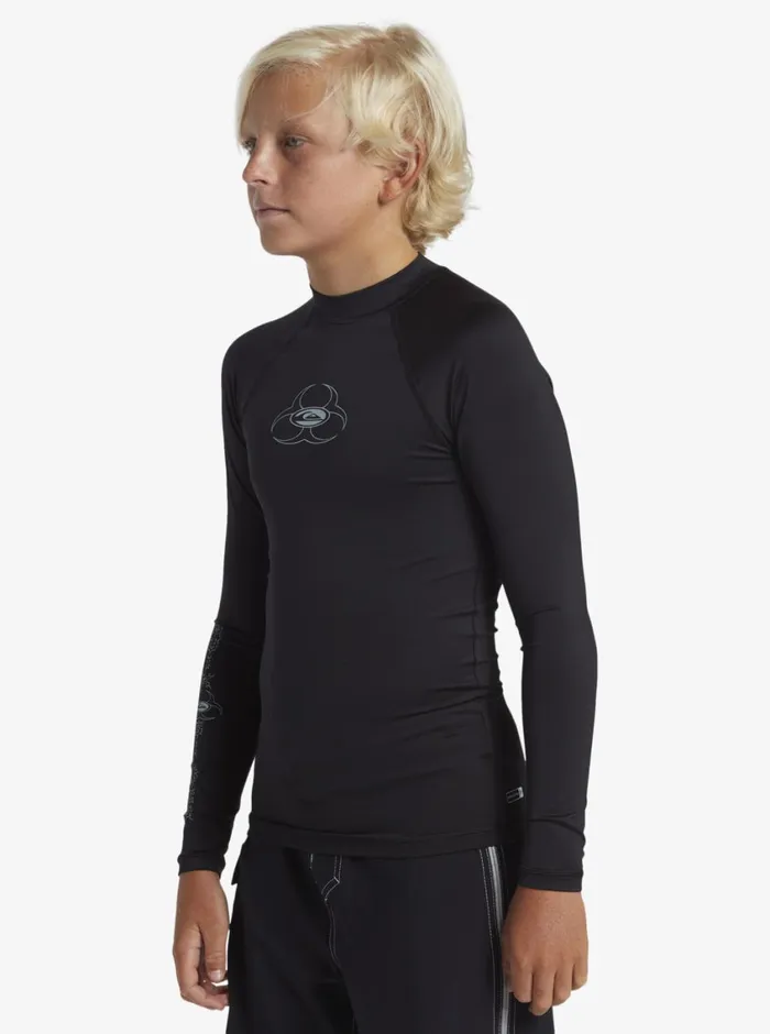 Quiksilver 816 Saturn UPF50 Long Sleeve Surf Tee Black Boys Rashguards Quiksilver 816 Saturn UPF50 Long Sleeve Surf Tee Black Boys Rashguards