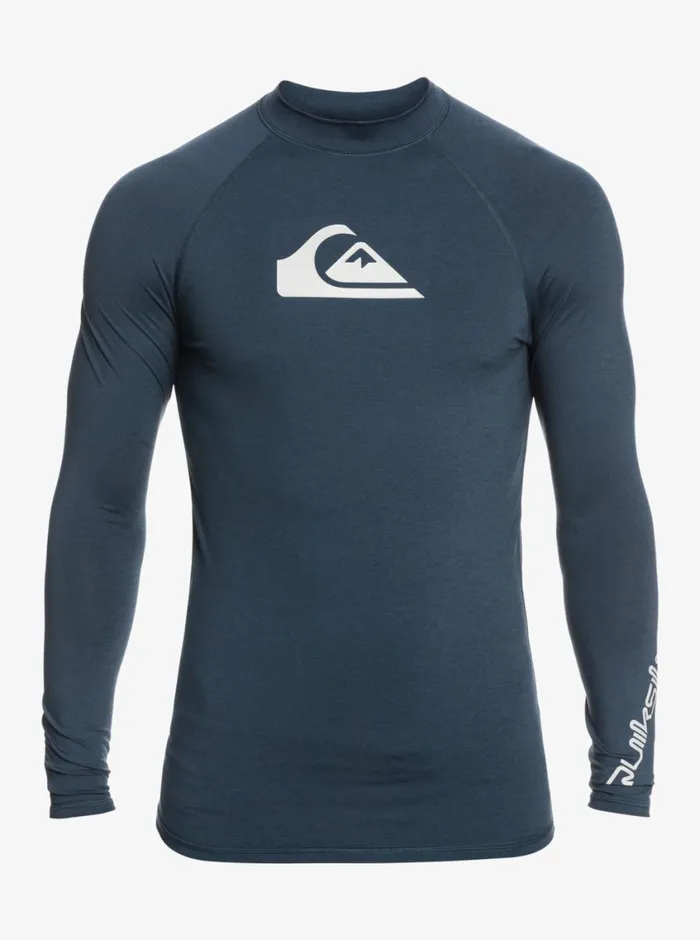 Quiksilver All Time Long Sleeve UPF 50 Rashguard Navy Blazer Heather Mens Rashguards