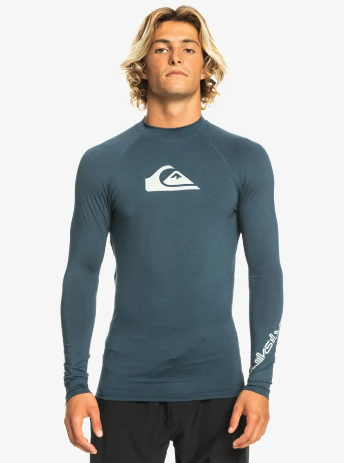 Quiksilver All Time Long Sleeve UPF 50 Rashguard Navy Blazer Heather Mens Rashguards Quiksilver All Time Long Sleeve UPF 50 Rashguard Navy Blazer Heather Mens Rashguards