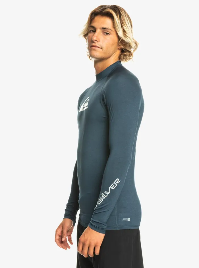 Quiksilver All Time Long Sleeve UPF 50 Rashguard Navy Blazer Heather Mens Rashguards Quiksilver All Time Long Sleeve UPF 50 Rashguard Navy Blazer Heather Mens Rashguards
