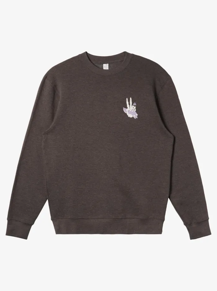 Quiksilver E Peace Out Crew Neck Sweatshirt Charcoal Heather Mens Sweatshirts and Hoodies Quiksilver E Peace Out Crew Neck Sweatshirt Charcoal Heather Mens Sweatshirts and Hoodies