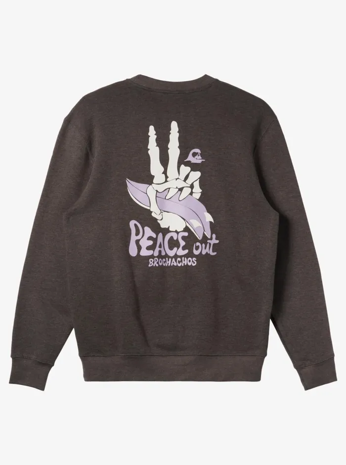 Quiksilver E Peace Out Crew Neck Sweatshirt Charcoal Heather Mens Sweatshirts and Hoodies Quiksilver E Peace Out Crew Neck Sweatshirt Charcoal Heather Mens Sweatshirts and Hoodies