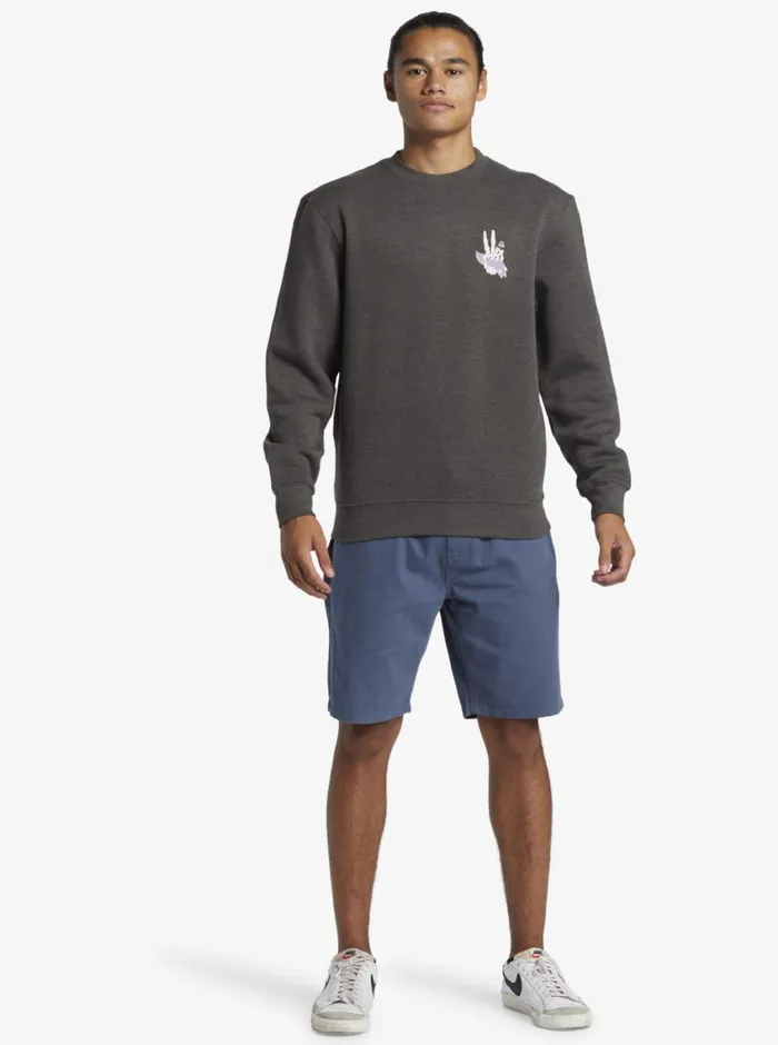 Quiksilver E Peace Out Crew Neck Sweatshirt Charcoal Heather Mens Sweatshirts and Hoodies Quiksilver E Peace Out Crew Neck Sweatshirt Charcoal Heather Mens Sweatshirts and Hoodies