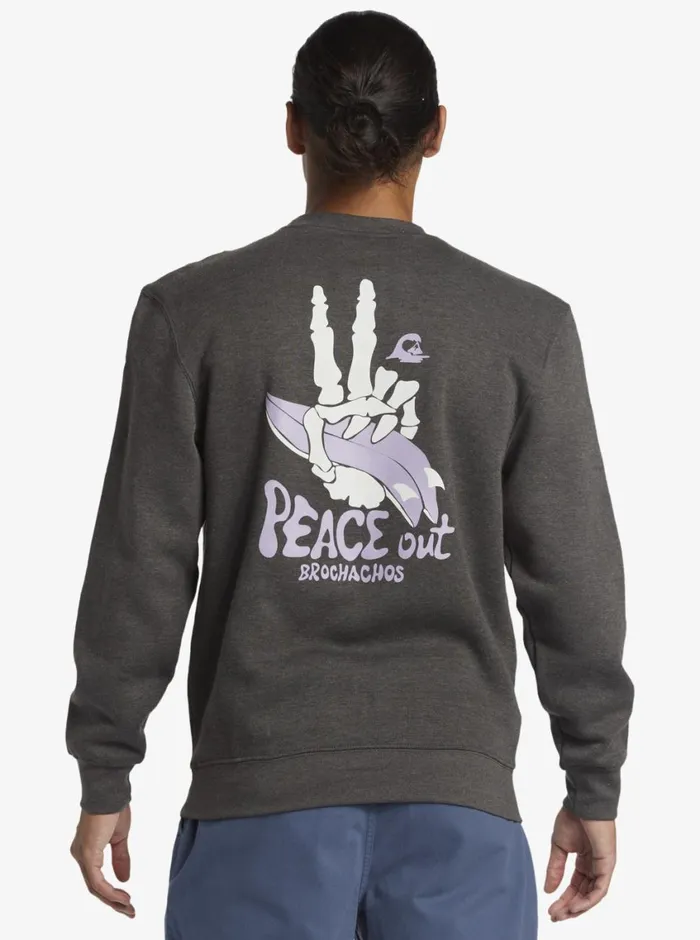 Quiksilver E Peace Out Crew Neck Sweatshirt Charcoal Heather Mens Sweatshirts and Hoodies Quiksilver E Peace Out Crew Neck Sweatshirt Charcoal Heather Mens Sweatshirts and Hoodies