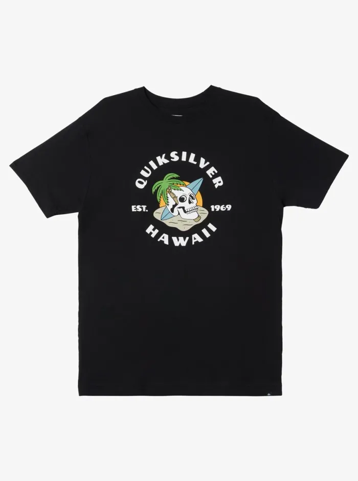 Quiksilver Hawaii Palm And Skull TShirt Black Mens Tees