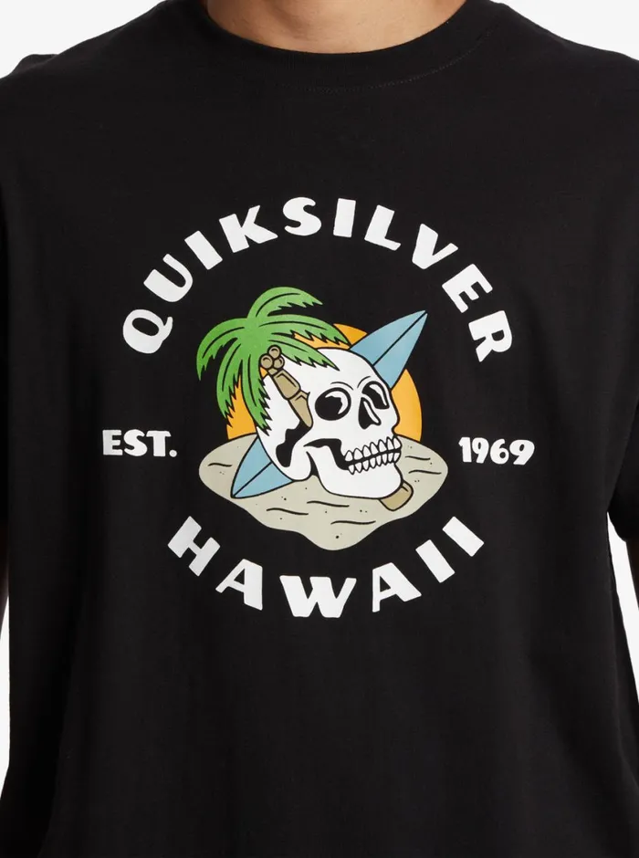 Quiksilver Hawaii Palm And Skull TShirt Black Mens Tees Quiksilver Hawaii Palm And Skull TShirt Black Mens Tees