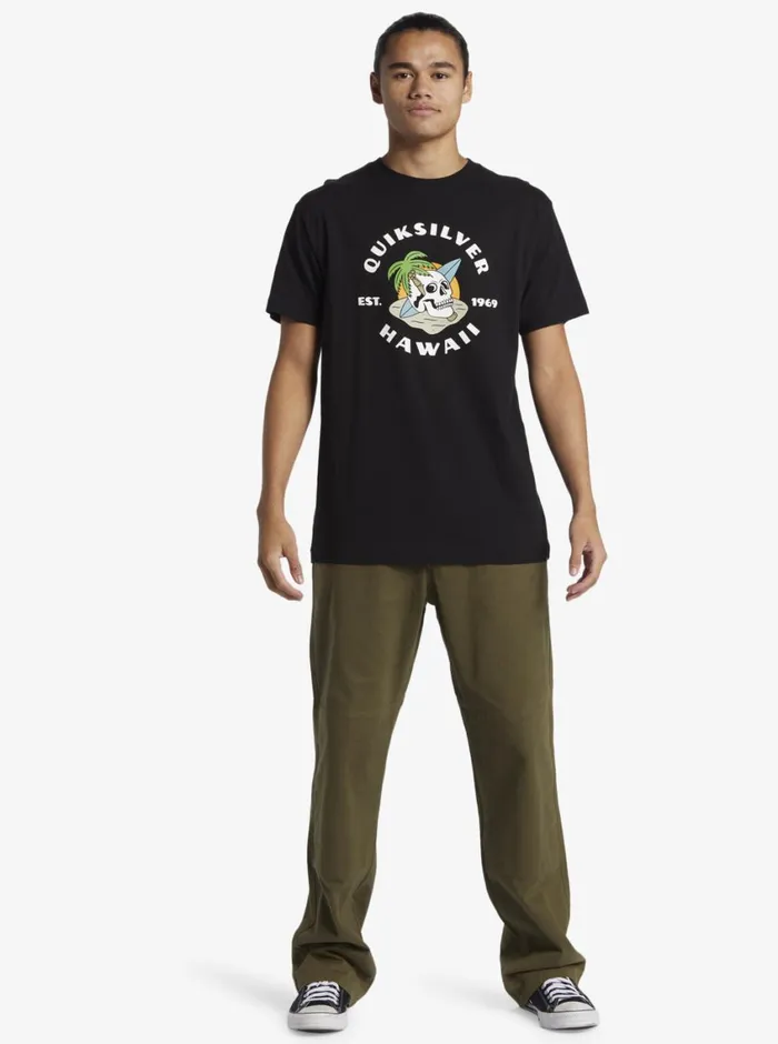 Quiksilver Hawaii Palm And Skull TShirt Black Mens Tees Quiksilver Hawaii Palm And Skull TShirt Black Mens Tees