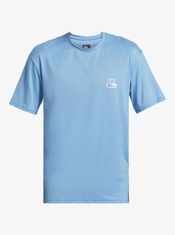 Quiksilver Heritage Heather Short Sleeve UPF 50 Surf TShirt Azure Blue Mens Rashguards