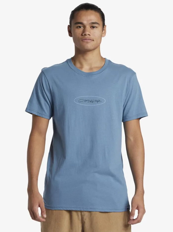 Quiksilver Level Up TShirt Aegean Blue Mens Tees Quiksilver Level Up TShirt Aegean Blue Mens Tees