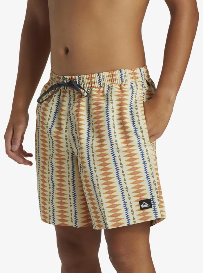 Quiksilver Remade Mix Volley 17034 Elastic Waist Shorts Oyster White Mens Elastic Waist Quiksilver Remade Mix Volley 17034 Elastic Waist Shorts Oyster White Mens Elastic Waist