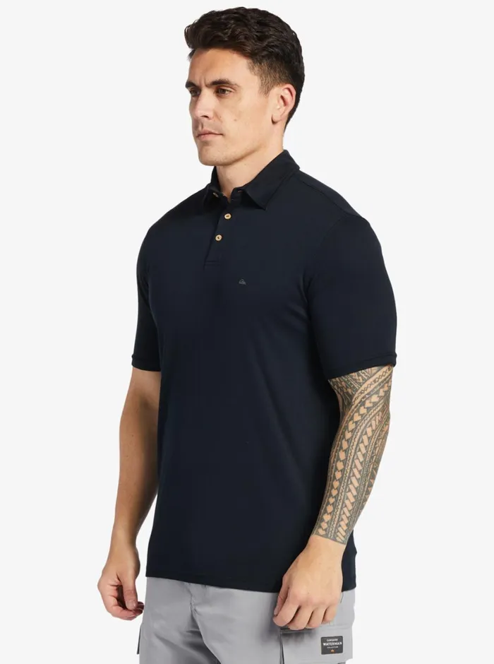 Quiksilver Waterpolo Short Sleeve Polo Shirt Black MensWaterman Shirts and Polos Quiksilver Waterpolo Short Sleeve Polo Shirt Black MensWaterman Shirts and Polos