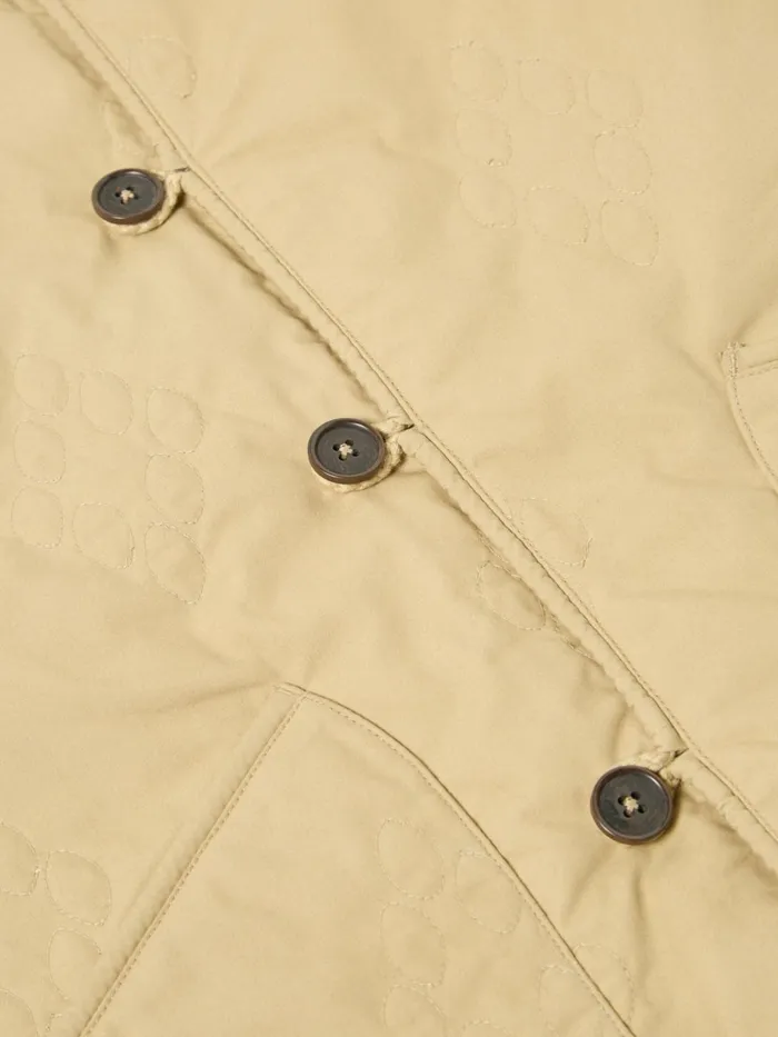 Quilted Piped Liner Gilet In Sand Recycled Poly Tech Men Universal Works Waistcoats and Gilets