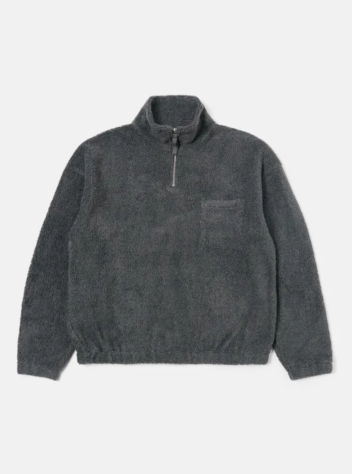 Ramsay Quarter Zip In Charcoal Mountain Fleece Men Universal Works Fleece