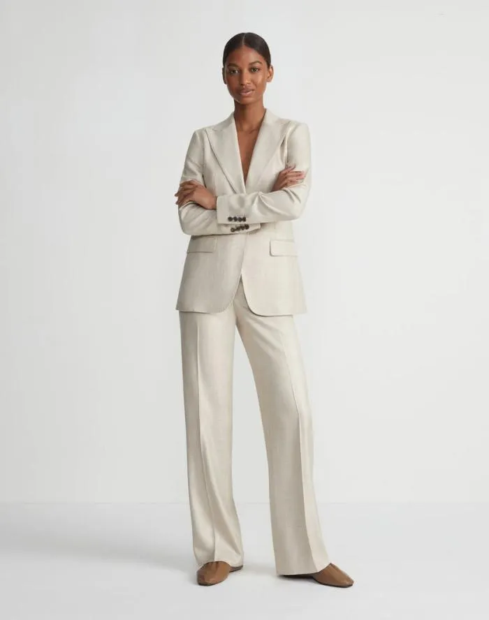 Ready To Wear Bamboo Viscose Twill Gates Pant Birch Bark Multi Lafayette 148 New York Pants and Shorts