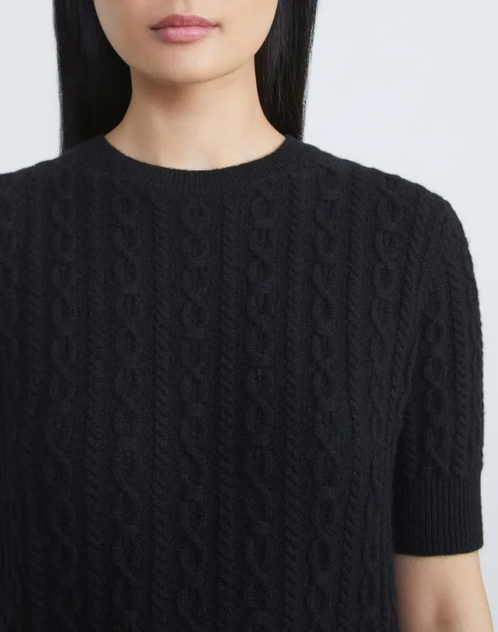 Ready To Wear Cashmere Cable Sweater Black Lafayette 148 New York Sweaters and Knits