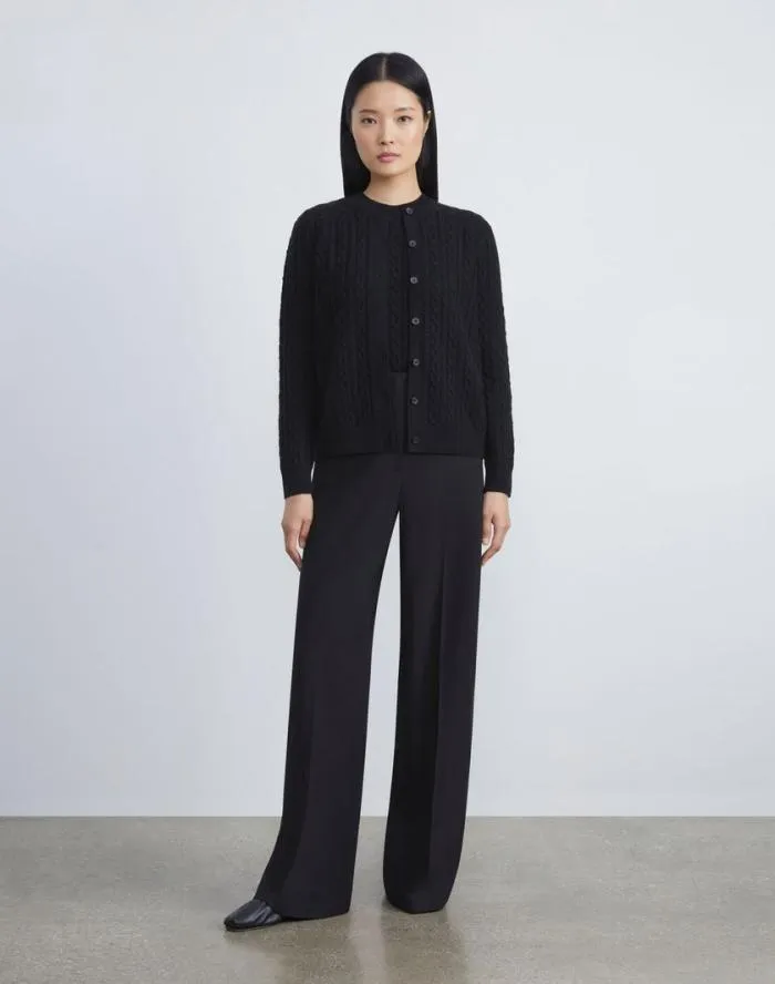 Ready To Wear Cashmere Cable Sweater Black Lafayette 148 New York Sweaters and Knits