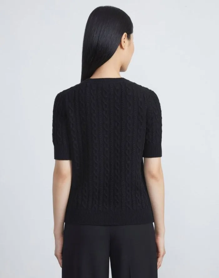 Ready To Wear Cashmere Cable Sweater Black Lafayette 148 New York Sweaters and Knits