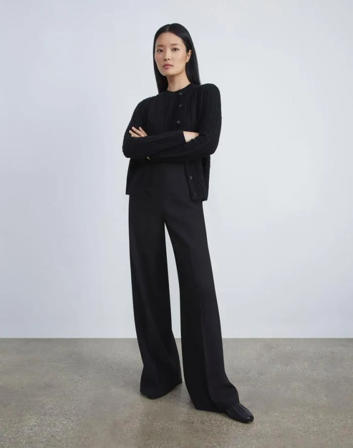 Ready To Wear Cashmere Cable Sweater Black Lafayette 148 New York Sweaters and Knits