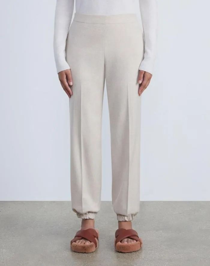 Ready To Wear CashmereWool Mlange Relaxed Jogger Pant Oatmeal Melange Lafayette 148 New York Pants and Shorts