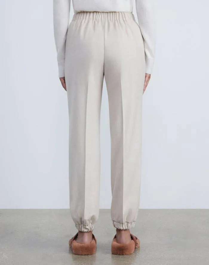 Ready To Wear CashmereWool Mlange Relaxed Jogger Pant Oatmeal Melange Lafayette 148 New York Pants and Shorts