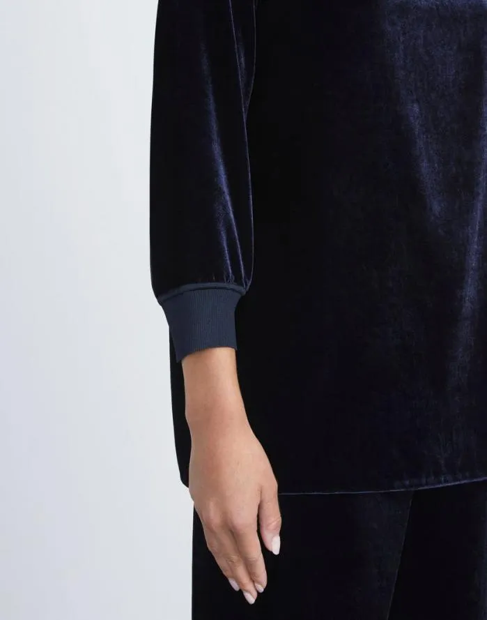 Ready To Wear Crushed Velvet Blouse Midnight Blue Lafayette 148 New York Blouses and Shirts